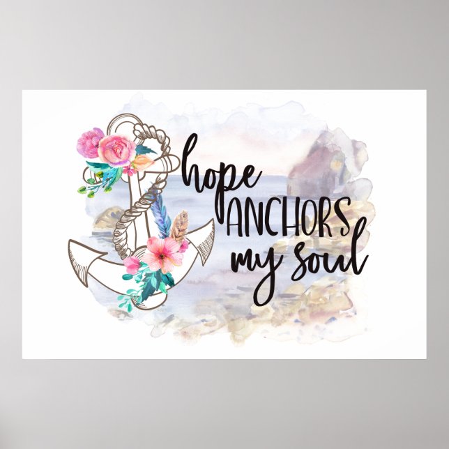 Poster Esperança inspiradora, arte de palavra (Frente)