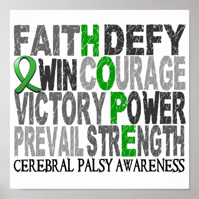 Póster Esperança Palavra Colagem Cerebral Palsy (Frente)