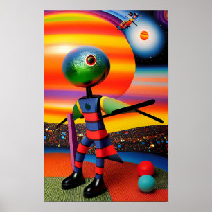Poster Esperando as bolas caírem no surrealismo