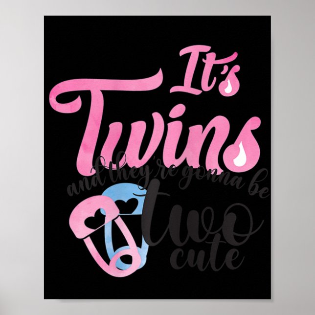 Poster Esperando Bebês Gêmeos Mãe, Duas Bênçãos Cortantes (Frente)