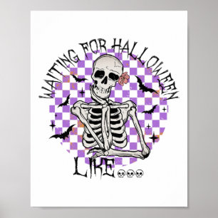 Poster Esperando O Dia Das Bruxas Como Um Esqueleto Engra