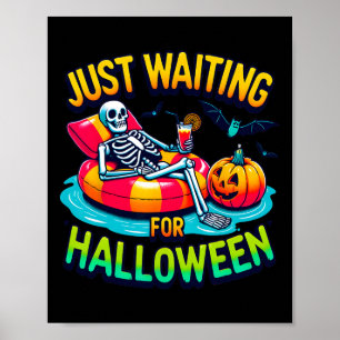 Poster Esperando pelo esqueleto assustador do Halloween n