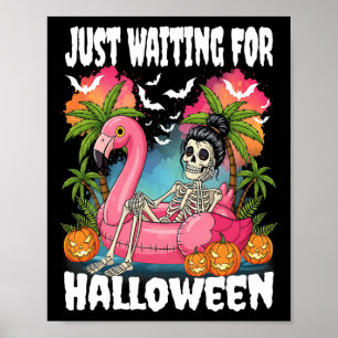 Poster Esperando pelo esqueleto de Halloween e verão assu