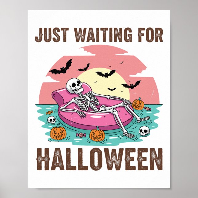 Poster Esperando pelo Hallowee Skeleton Party Halloween (Frente)