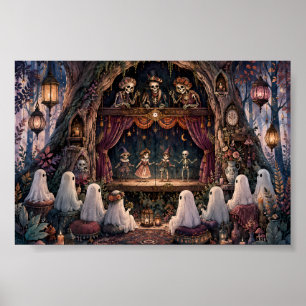 Poster Espetáculo de Marionetes de Esqueleto Gótico Aconc