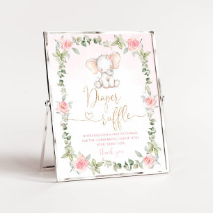 Poster Espingarda de fralda de elefante floral rosa