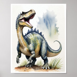 Poster Espinossauro Dinossaur Aquaur Home Decor WallArt