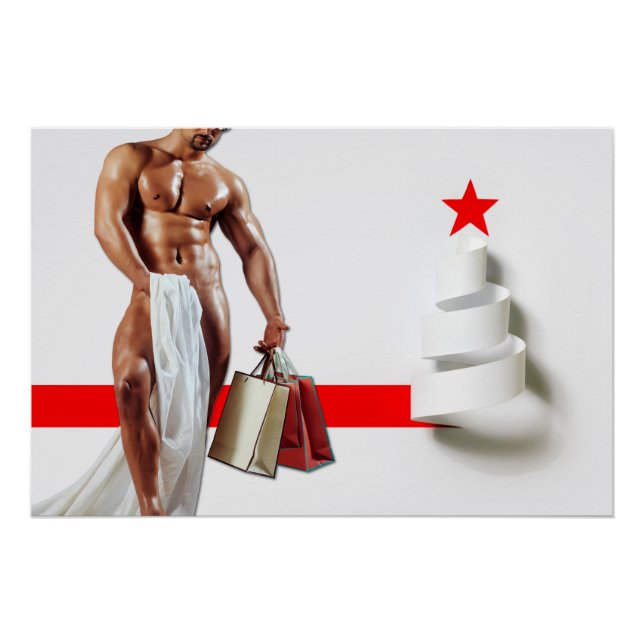 Póster Espira de papel branco comprando o Natal do Slippe (Frente)