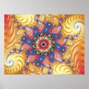 Poster Espirais Amarelas Coloridas Mandelbrot