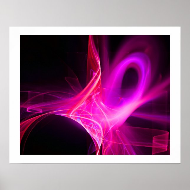 Póster ESPIrais FRACTAIS EM ROXO ROSA FÚCSIA Abstrato (Frente)