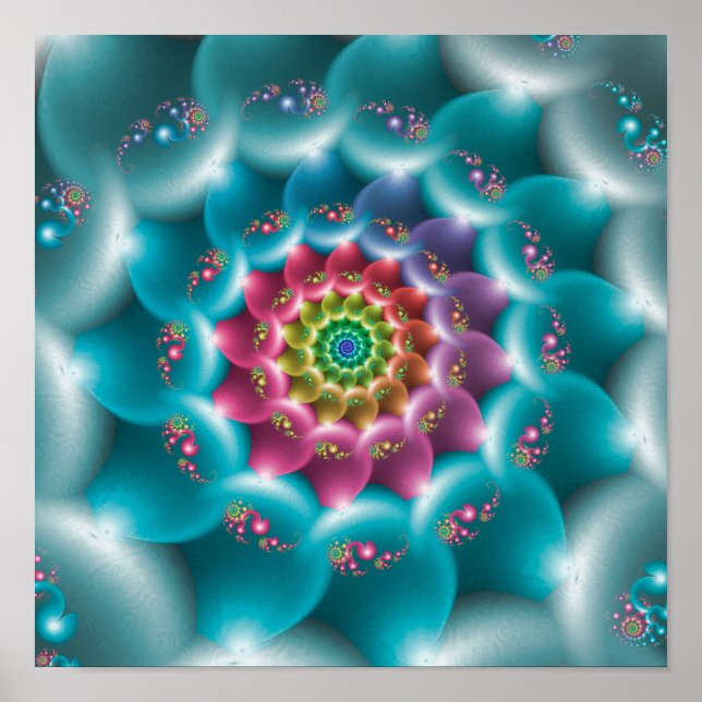 Poster Espiral Azul Arco-Íris (Frente)