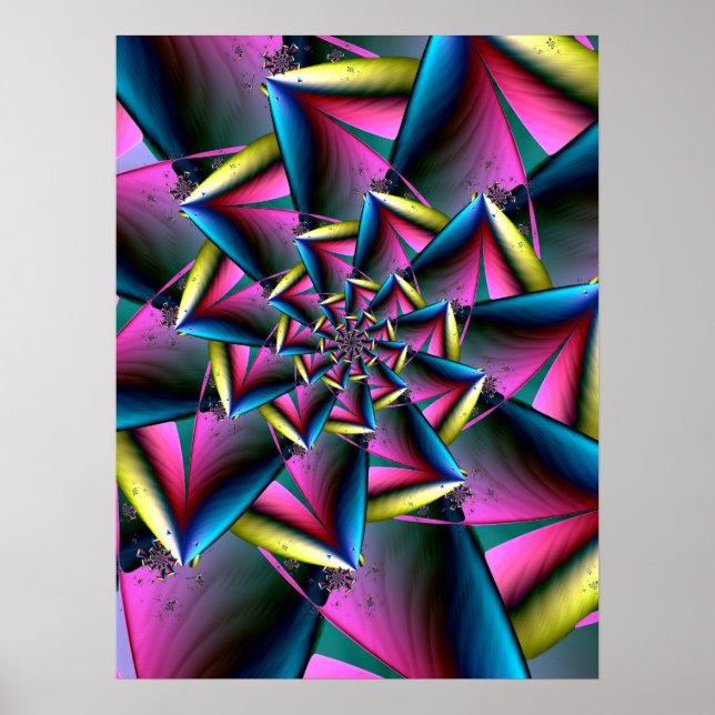 Poster Espiral azul, rosa e amarela (Frente)
