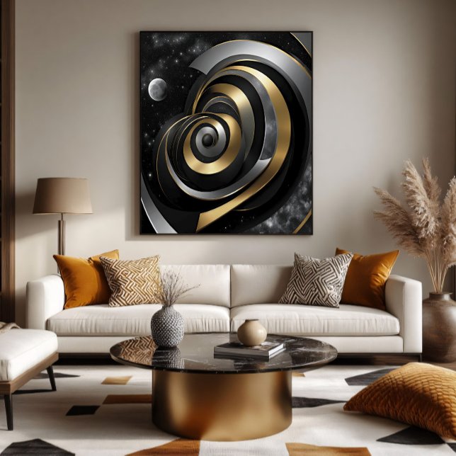 Poster Espiral Cósmica Dourada e Prateada (Criador carregado)