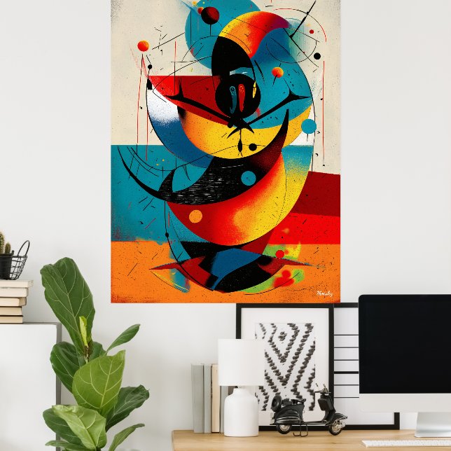 Poster Espiral Cromática – Movimento Abstrato de Meados d (Escritório em casa)
