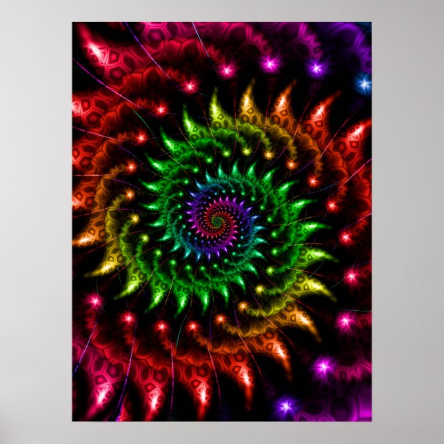 Poster Espiral de Arco-íris Giratória (Frente)