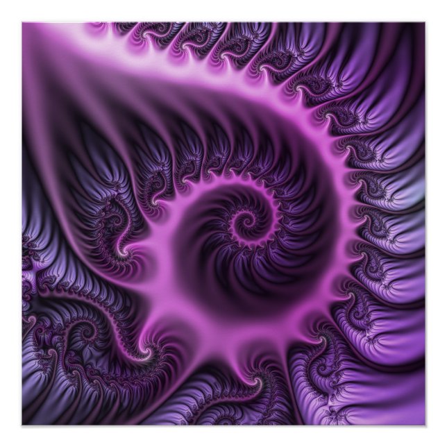 Póster Espiral De Arte Fractal, Roxal, Rosa-Legal, vívida (Frente)