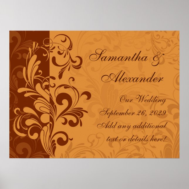 Póster espiral de outono de Ouro quente (Frente)