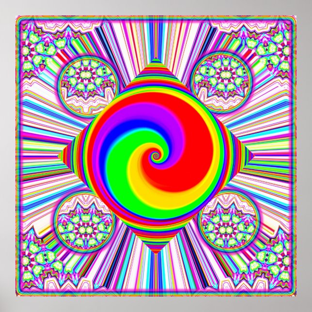 Poster Espiral Diamante Arco-íris (Frente)