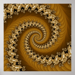 Poster espiral dobro dourado do Fractal
