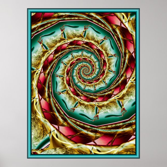 Poster Espiral Dourada de Purpurina (Frente)