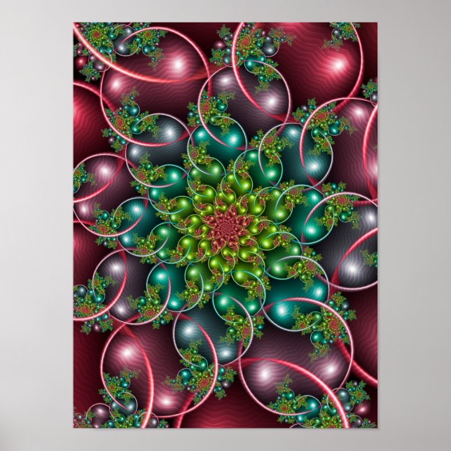 Poster Espiral Floral Borgonha (Frente)