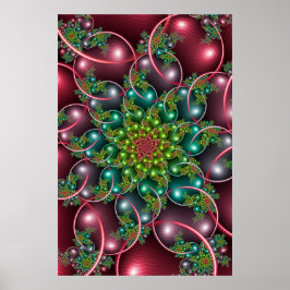 Poster Espiral Floral Borgonha