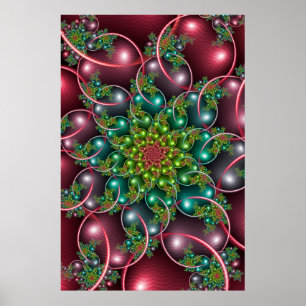 Poster Espiral Floral Burgundy