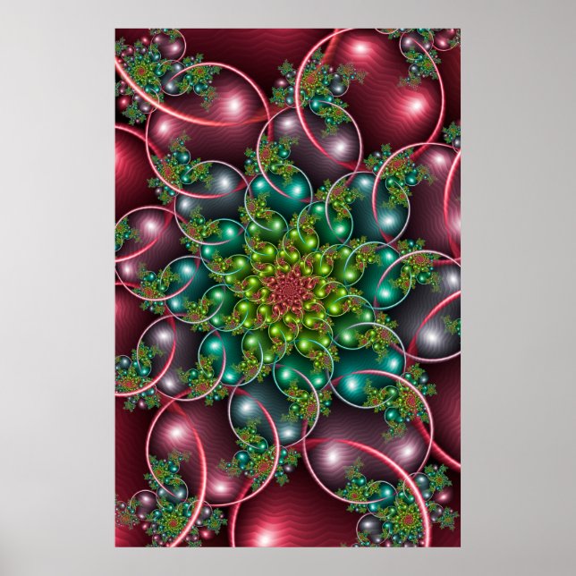 Poster Espiral Floral Burgundy (Frente)