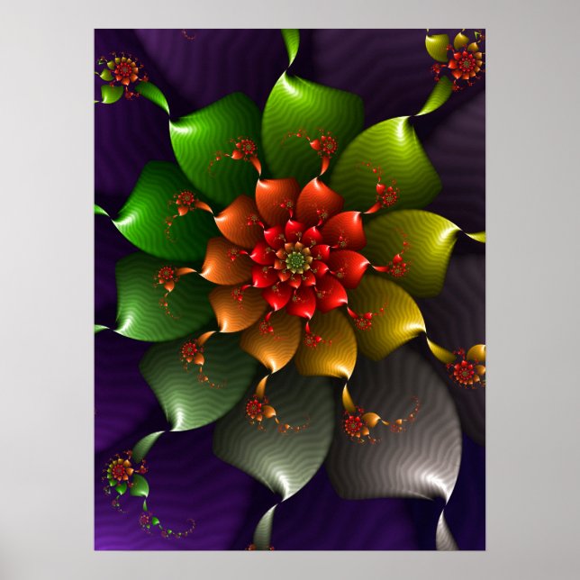 Poster Espiral Floral Verde (Frente)