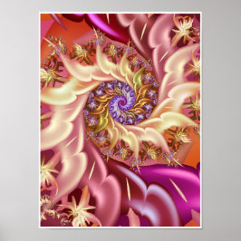 Poster Espiral fractal infinita rosa