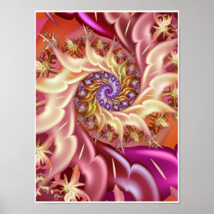 Poster Espiral fractal infinita rosa