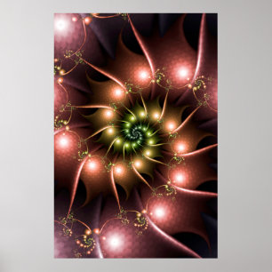 Poster Espiral Fractal Rosa Brilhante