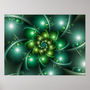 Poster Espiral Fractal Verde Menta