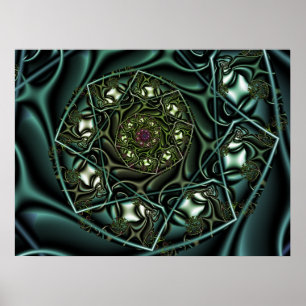 Poster Espiral Geométrica Verde