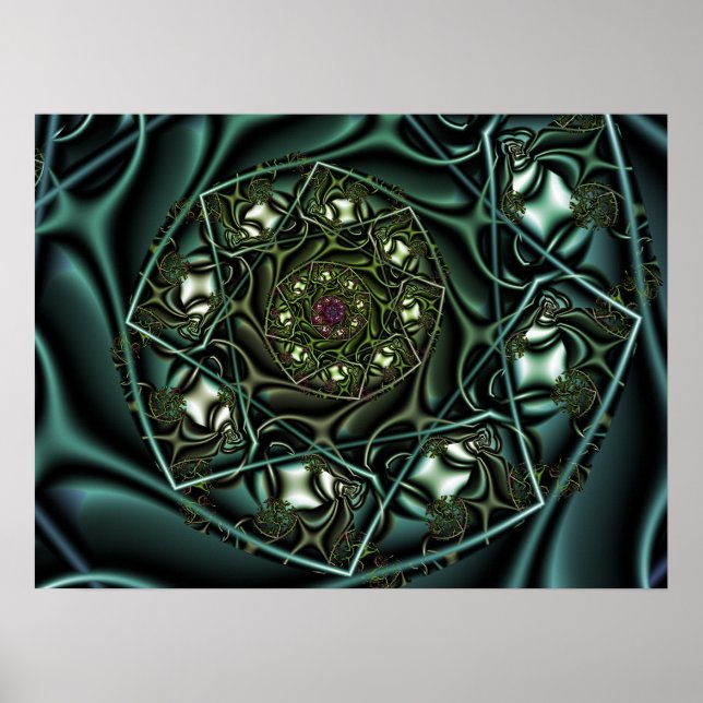 Poster Espiral Geométrica Verde (Frente)