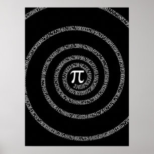 Póster Espiral para a tipografia do Pi no preto