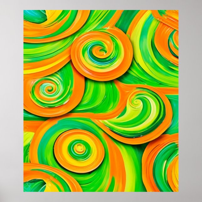 Poster Espiral Verde e Laranja (Frente)