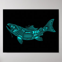 Póster Espírito Azul-Teal Haida Peixe-Espírito Negro