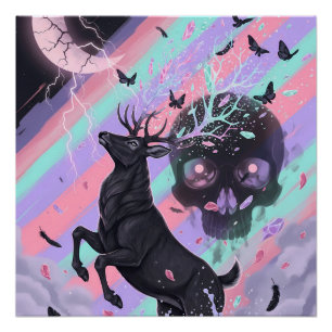 Póster Espírito de Cervo Místico Pastel Goth