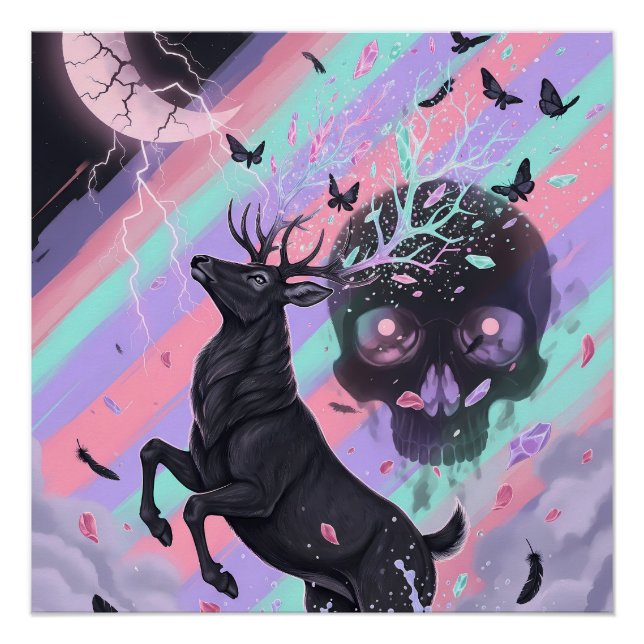Póster Espírito de Cervo Místico Pastel Goth (Frente)