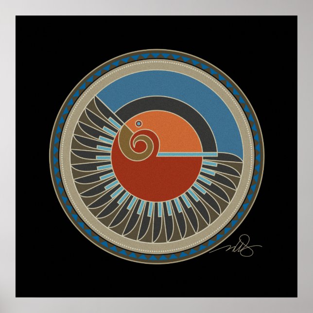 Poster Espírito De Fundo Negro De Águia (Frente)