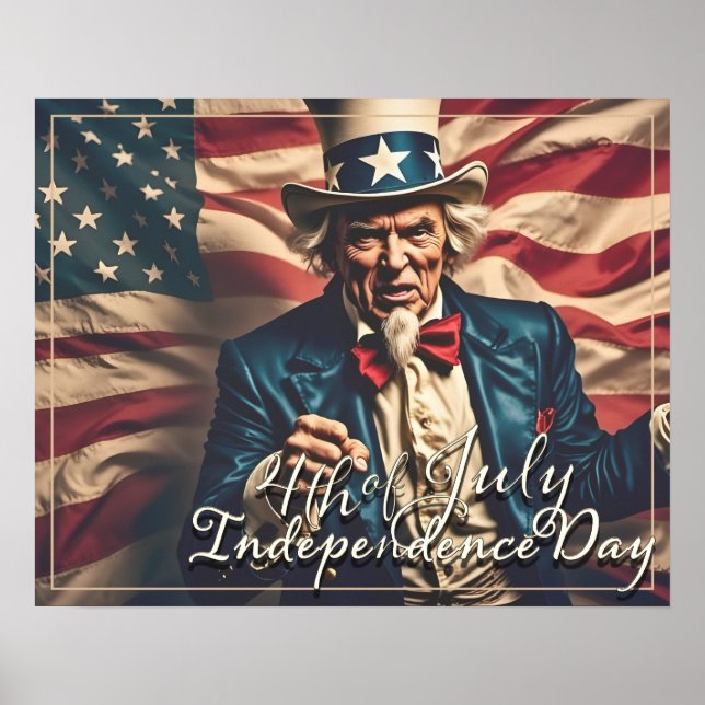 Poster Espírito de Liberdade em Vermelho, Branco e Azul (Frente)