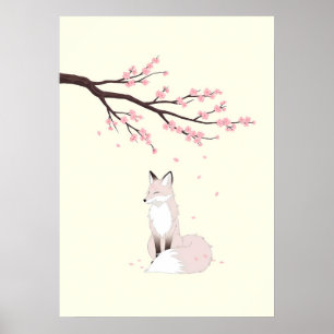Poster Espírito de Raposa Anime Minimalista