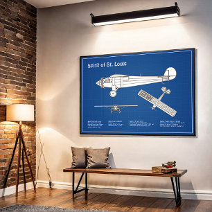 Poster Espírito de Rua. Louis - Planos de Aeronave Bluepr