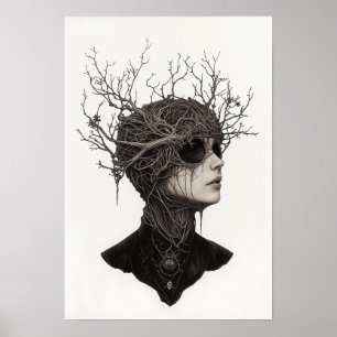 Poster Espírito Florestal Surreal: Assombrando Retrato Na