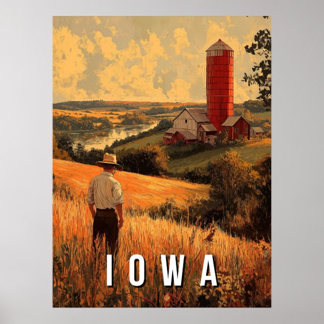 Poster Espírito Patriótico de Retro Iowa - Heartland Amer (Frente)
