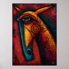 Poster Espírito Primal do Cavalo – Parede Abstrata Expres