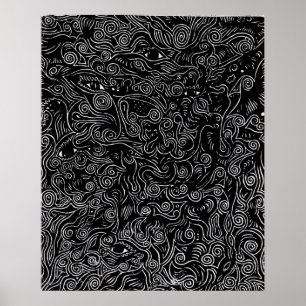 Poster Espíritos abstrato, brancos e pretos e olhos