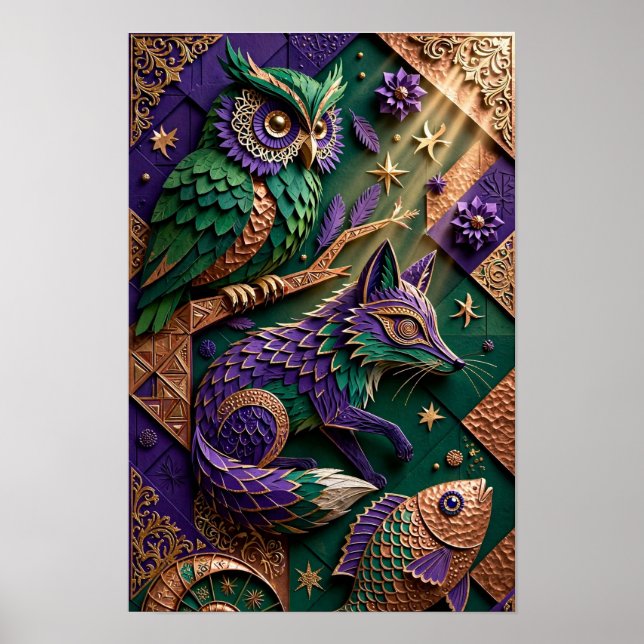 Poster Espíritos da Floresta Esmeralda - Cobre Violeta 3D (Frente)