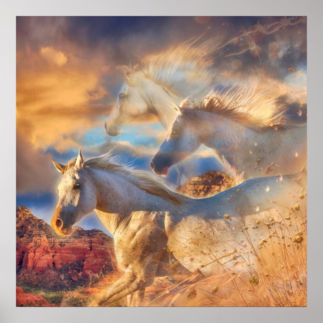 Poster Espíritos de Cavalos Selvagens "TRINITY" (Frente)